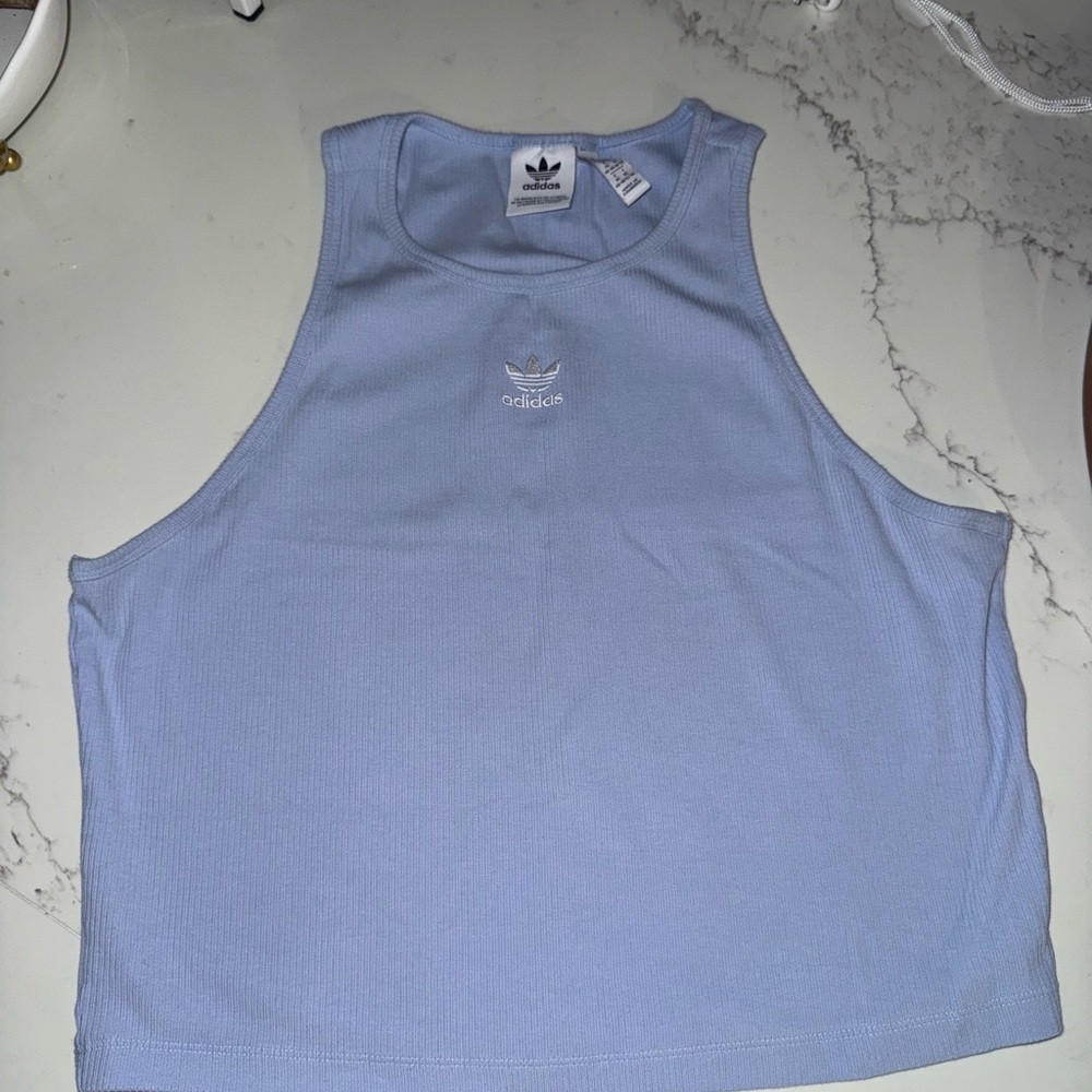 Adidas Sky Blue Striped Tank Top